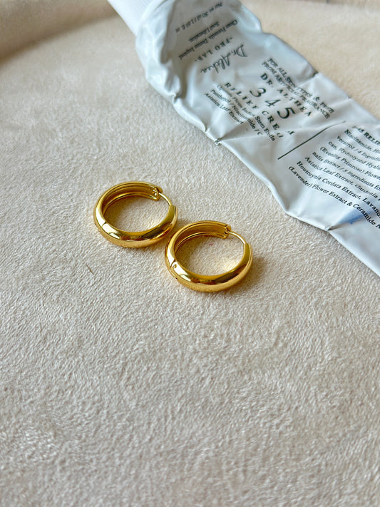 Chunky Round Gold Huggie Hoop Earrings