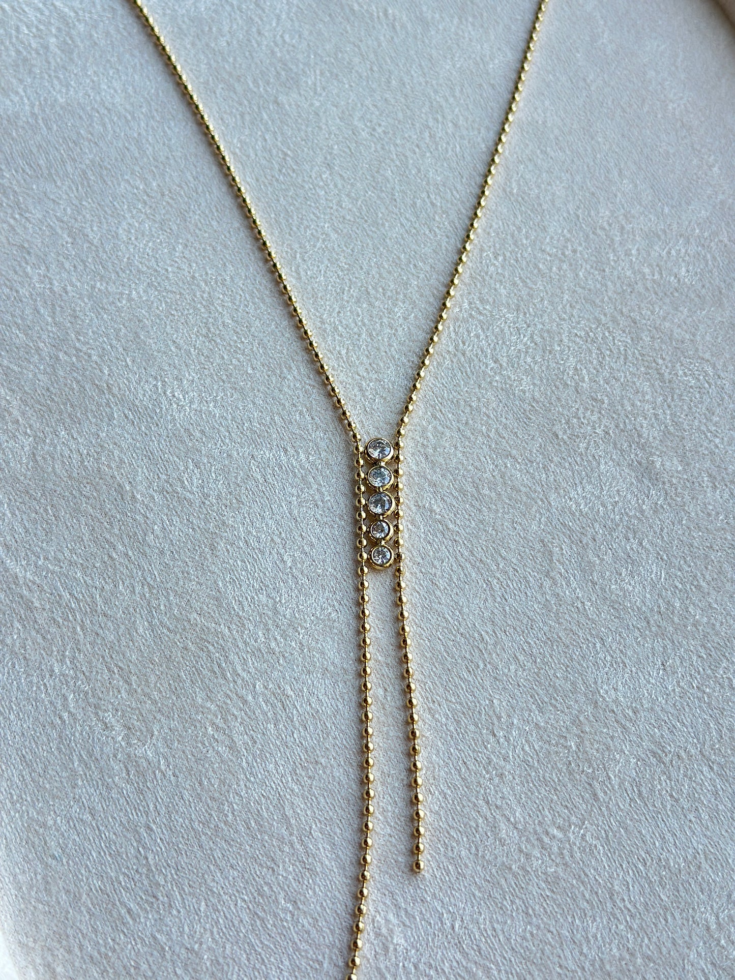 Crystal Bar Lariat Drop Necklace