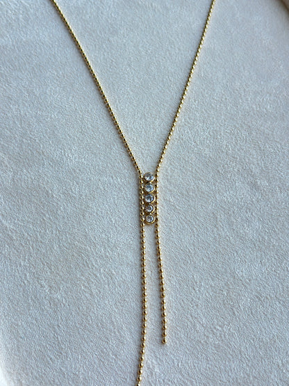 Crystal Bar Lariat Drop Necklace