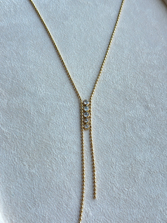 Crystal Bar Lariat Drop Necklace