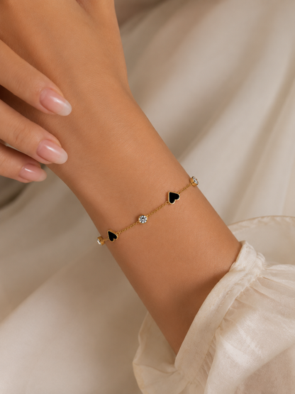 Black Heart Station Bracelet