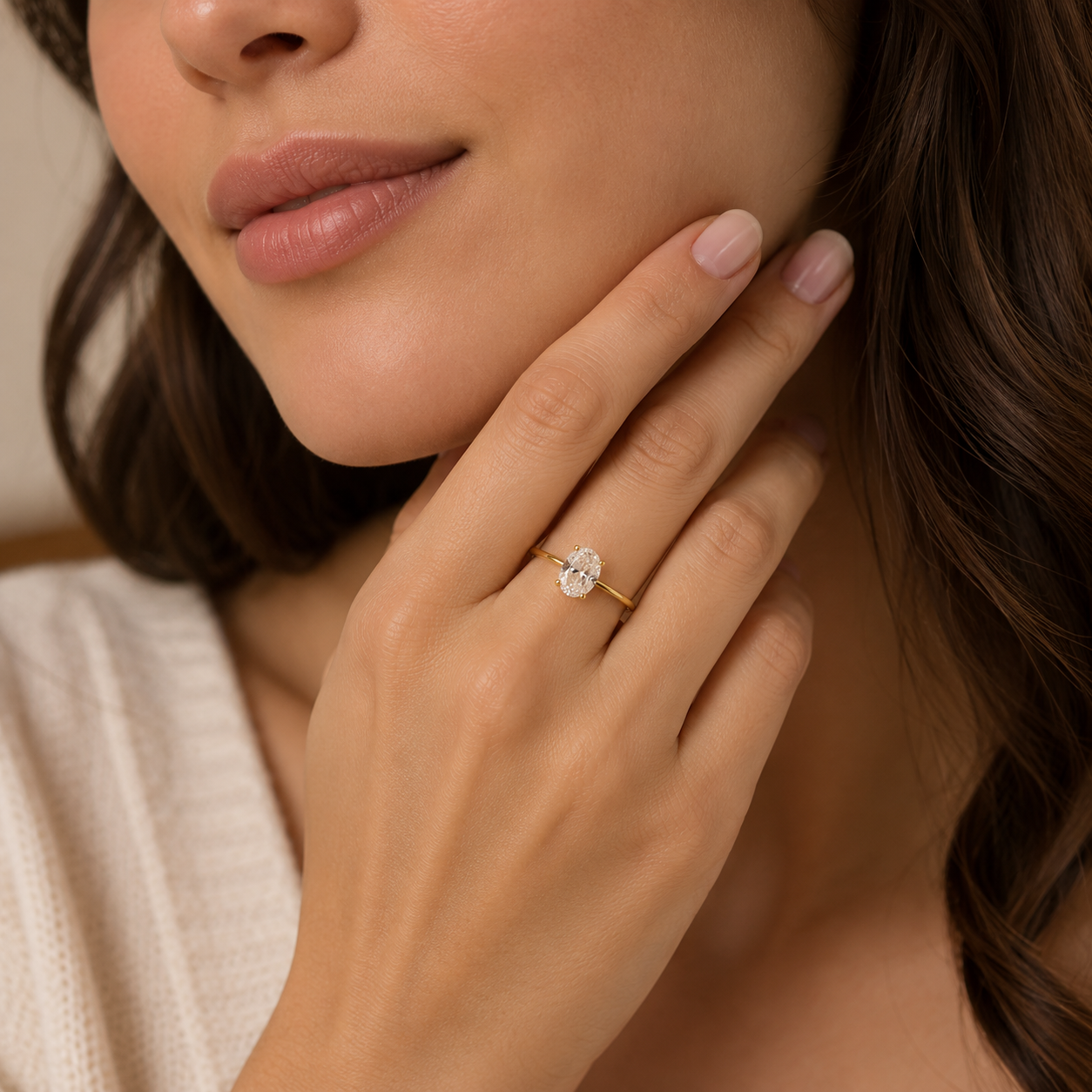 Oval CZ Solitaire Ring