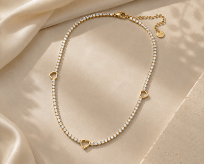 Heart Station Tennis Necklace
