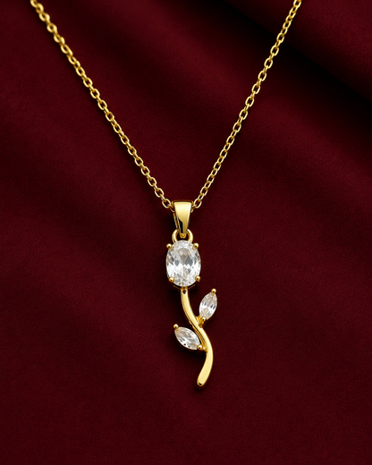 Clear Stone Rose Vine Necklace & Earring Set