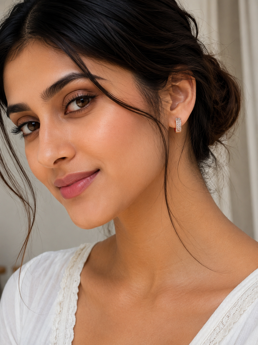 Pave Huggie Hoop Earrings