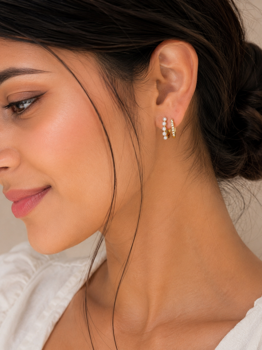 Pearl and Pave Ear Jacket Earrings