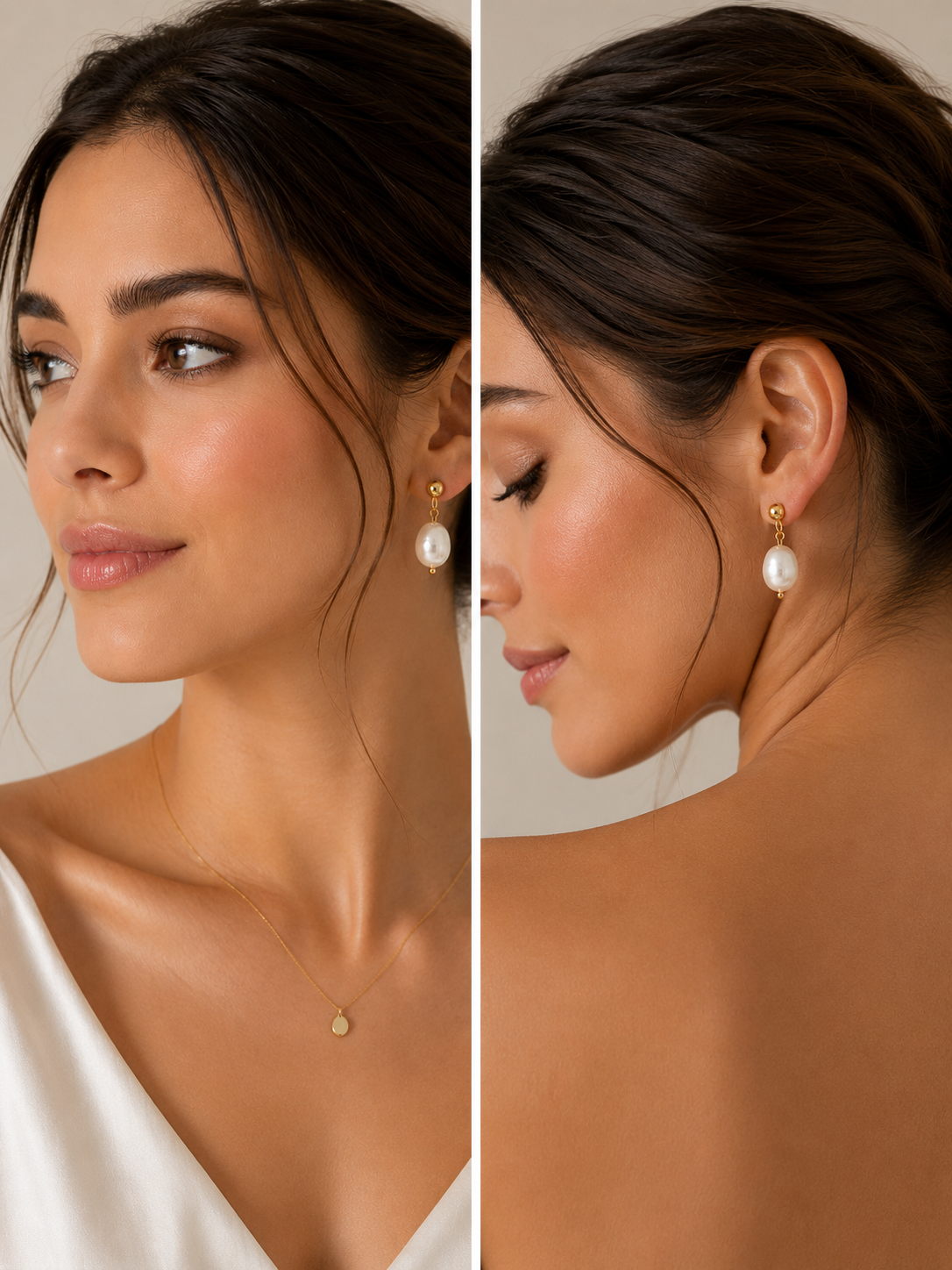 Gold Ball Fresh Water Pearl Drop Earrings