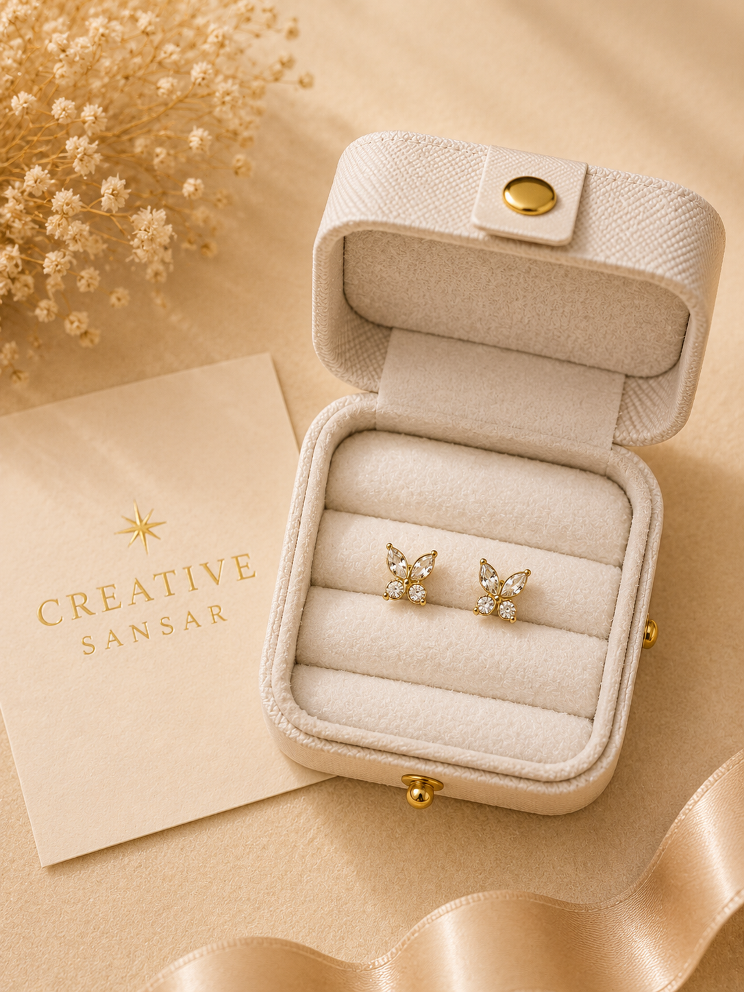 CZ Butterfly Stud Earrings