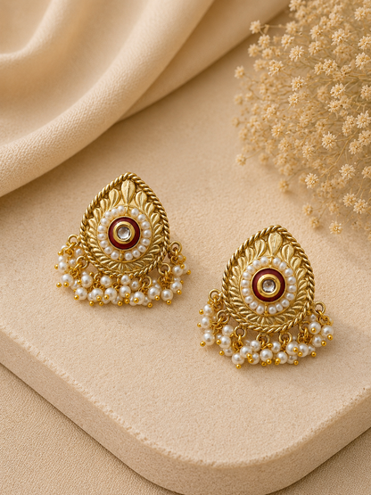 Ruby Pearl Drop Earrings