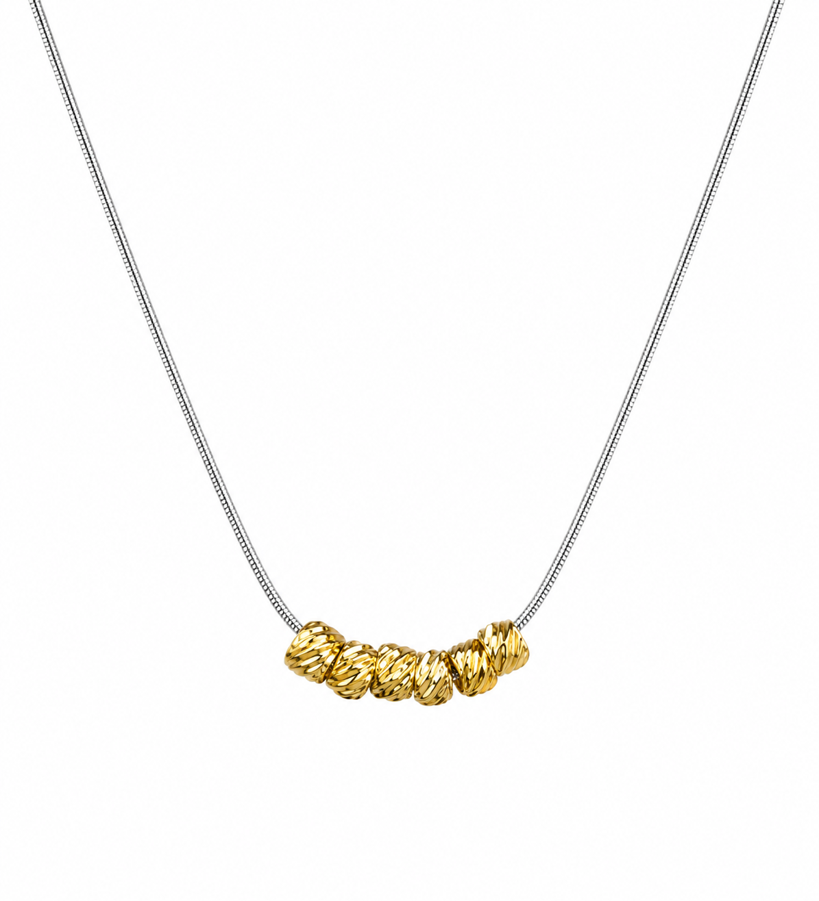 Gold Rondelle Bead Snake Chain Necklace