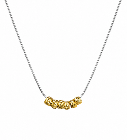 Gold Rondelle Bead Snake Chain Necklace