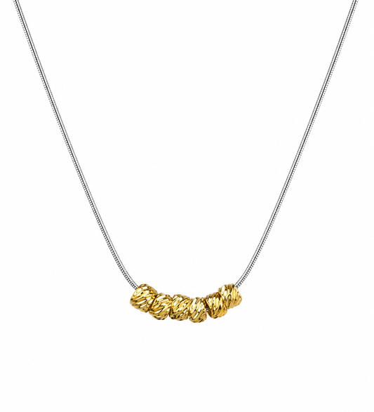 Gold Rondelle Bead Snake Chain Necklace