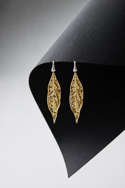 Crystal Leaf Stud Earrings