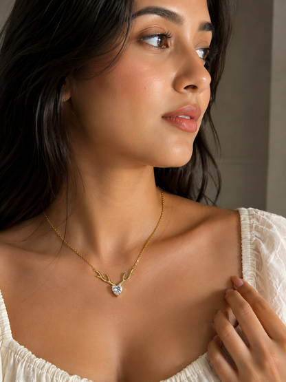 Antler Heart Pendant Necklace
