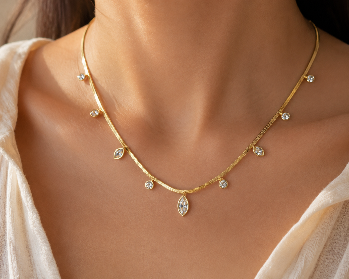 Mixed Crystal Fringe Necklace