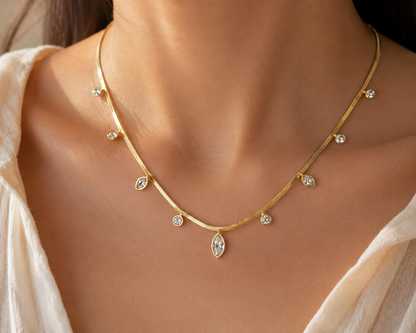 Mixed Crystal Fringe Necklace