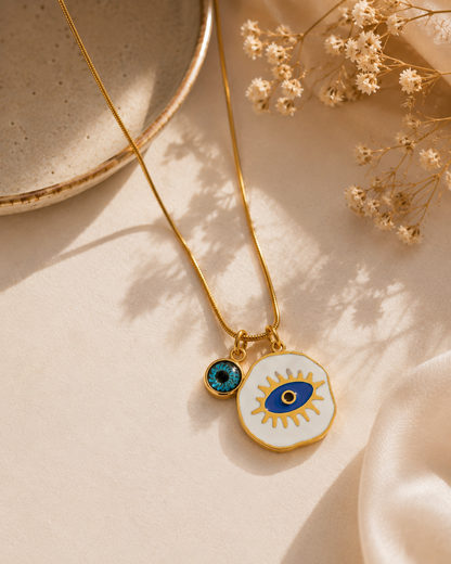 Evil Eye Disc Charm Necklace