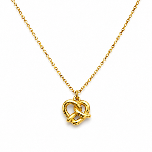 Pretzel Heart Knot Pendant Necklace