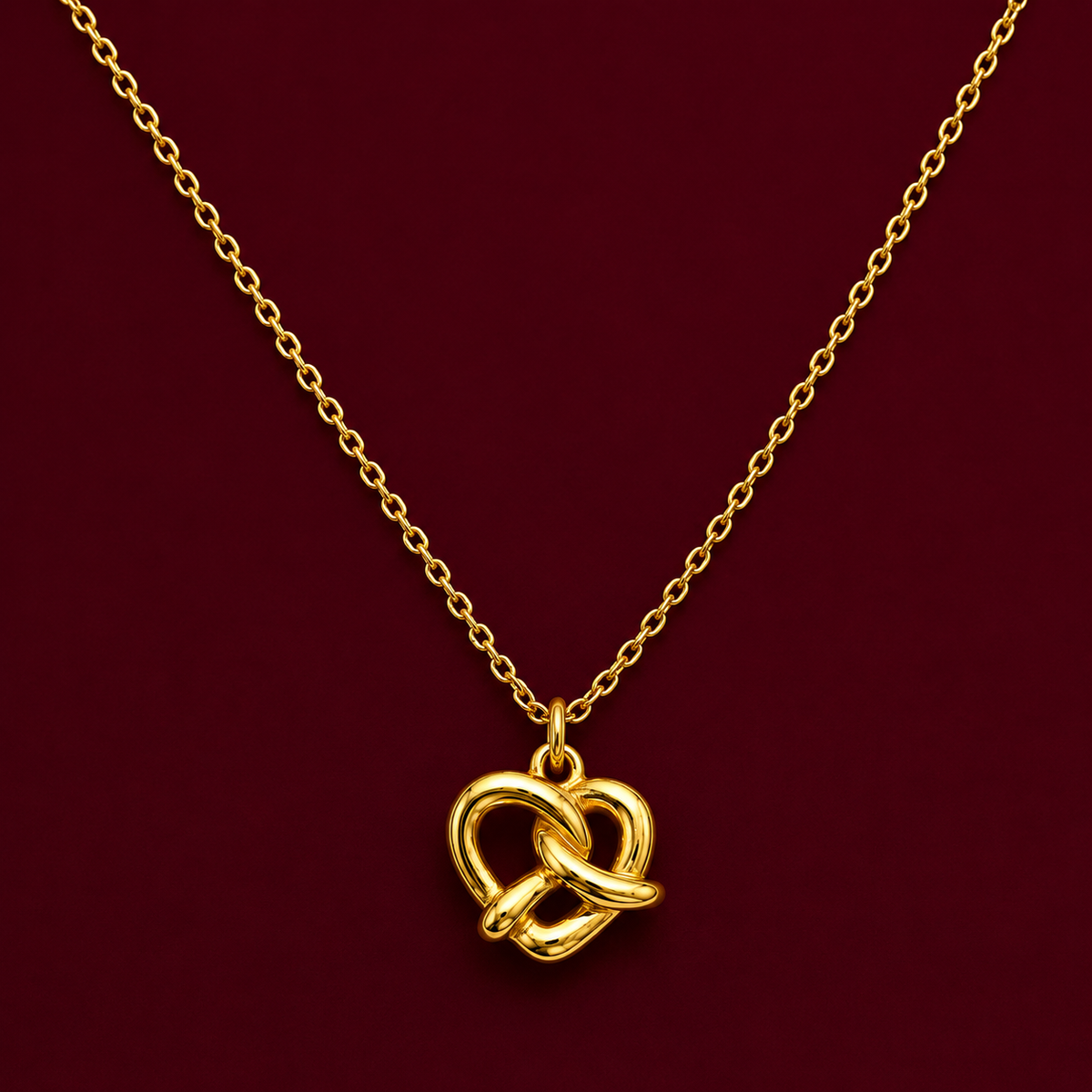Pretzel Heart Knot Pendant Necklace