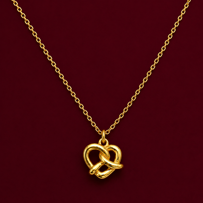 Pretzel Heart Knot Pendant Necklace