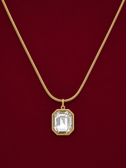 Emerald-Cut Crystal Pendant Necklace