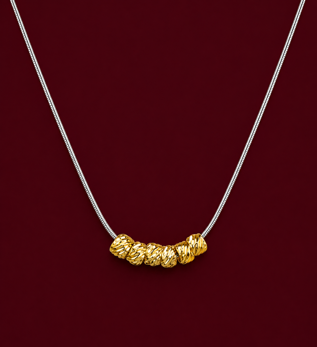 Gold Rondelle Bead Snake Chain Necklace