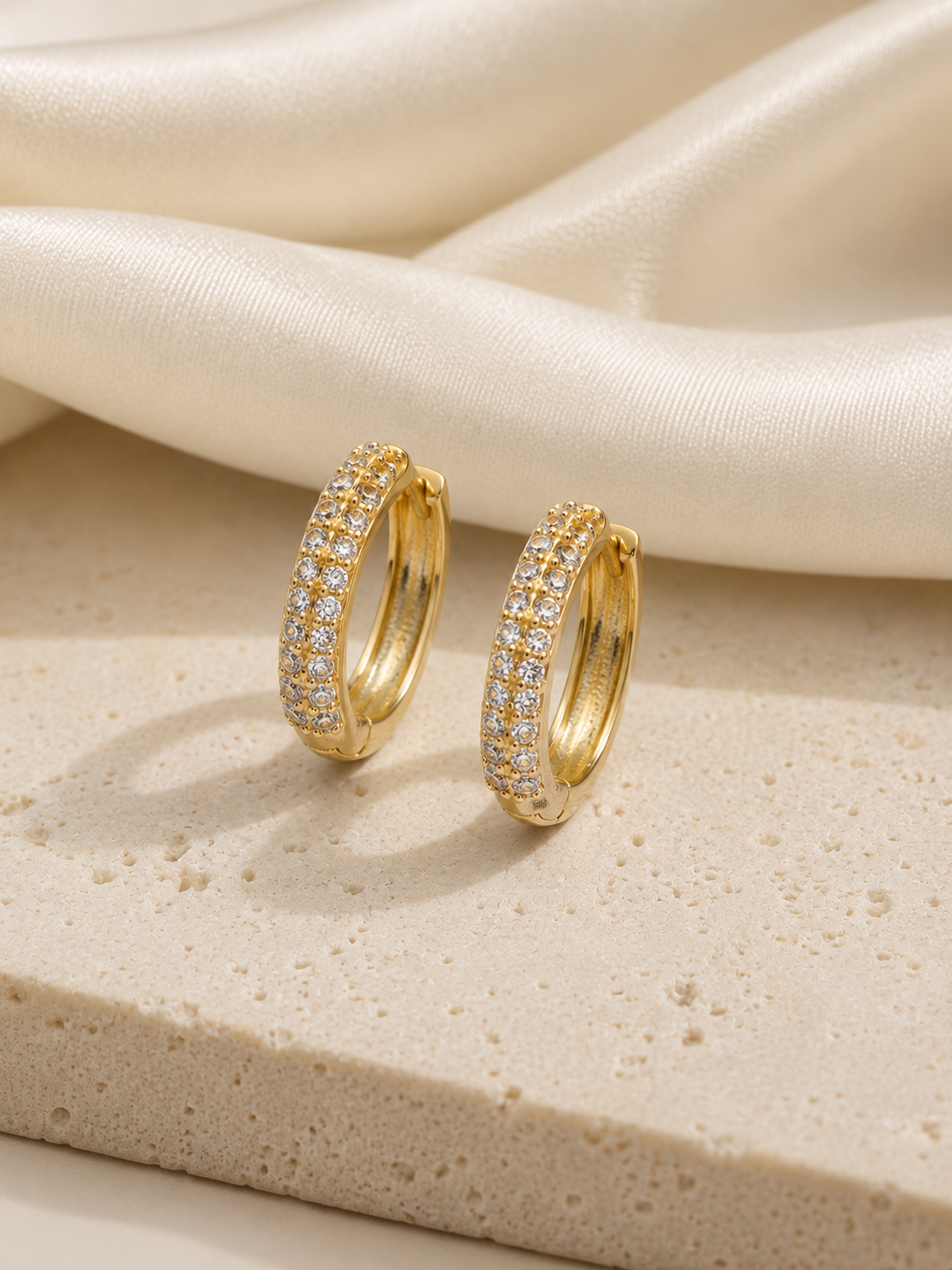 Pave Huggie Hoop Earrings