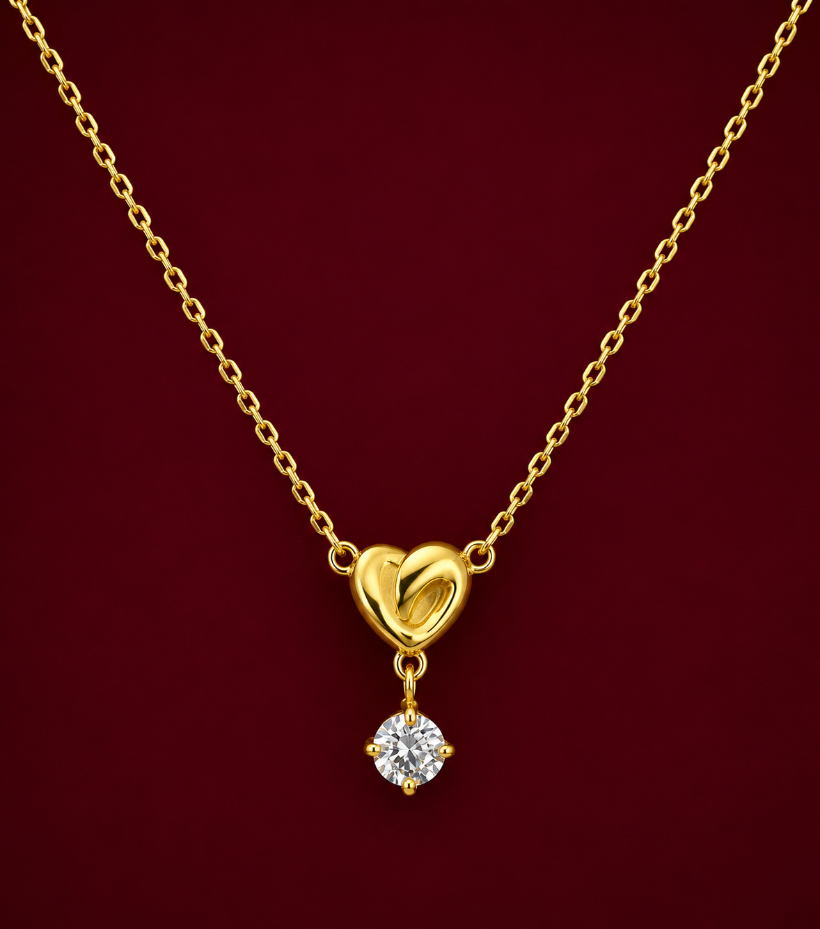 Heart Crystal Drop Pendant Necklace