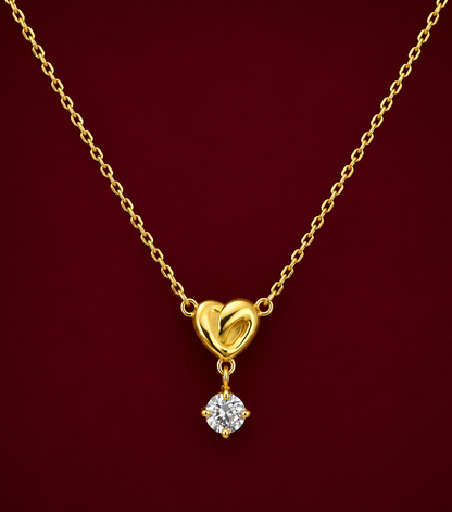 Heart Crystal Drop Pendant Necklace