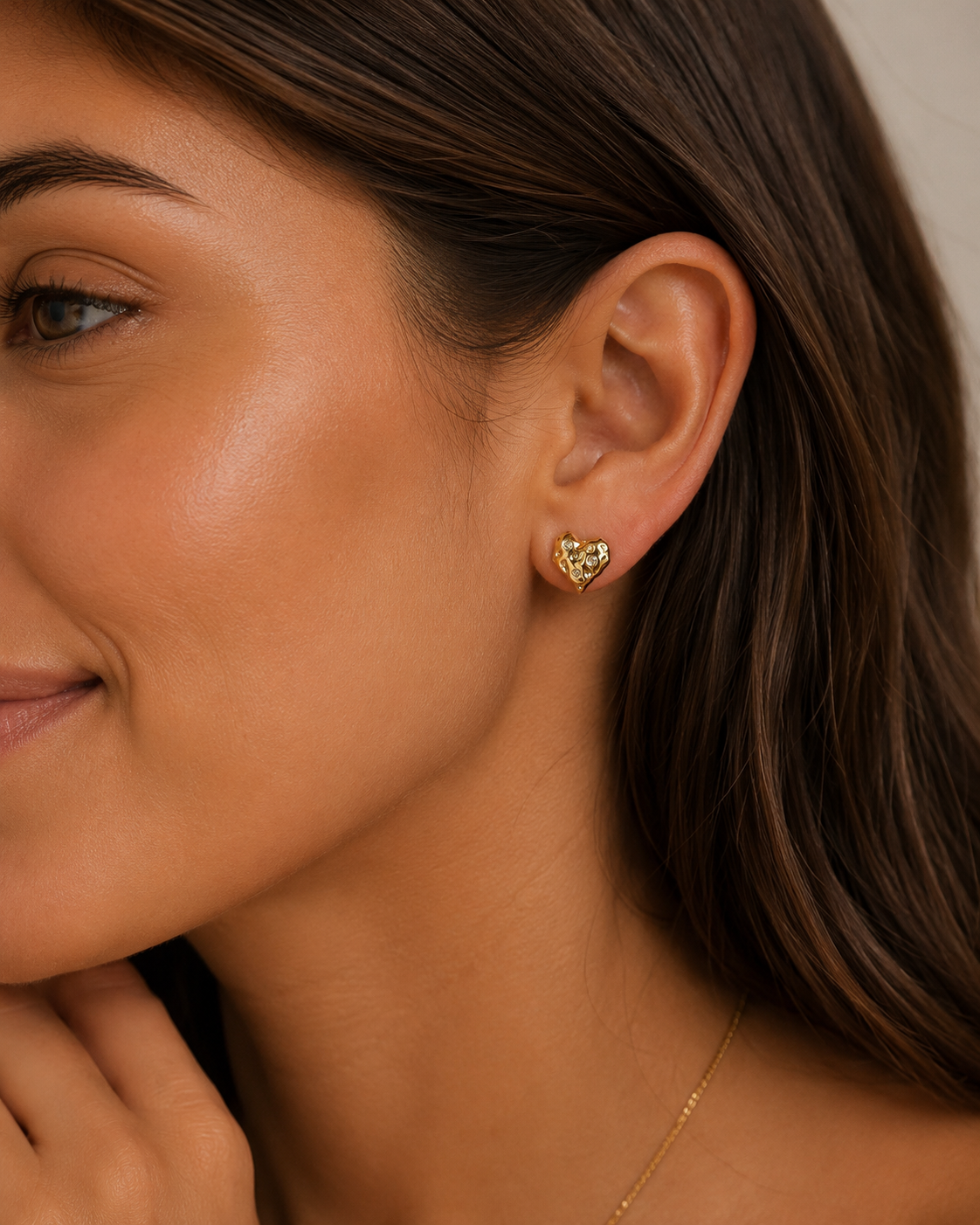 Molten Heart CZ Stud Earrings