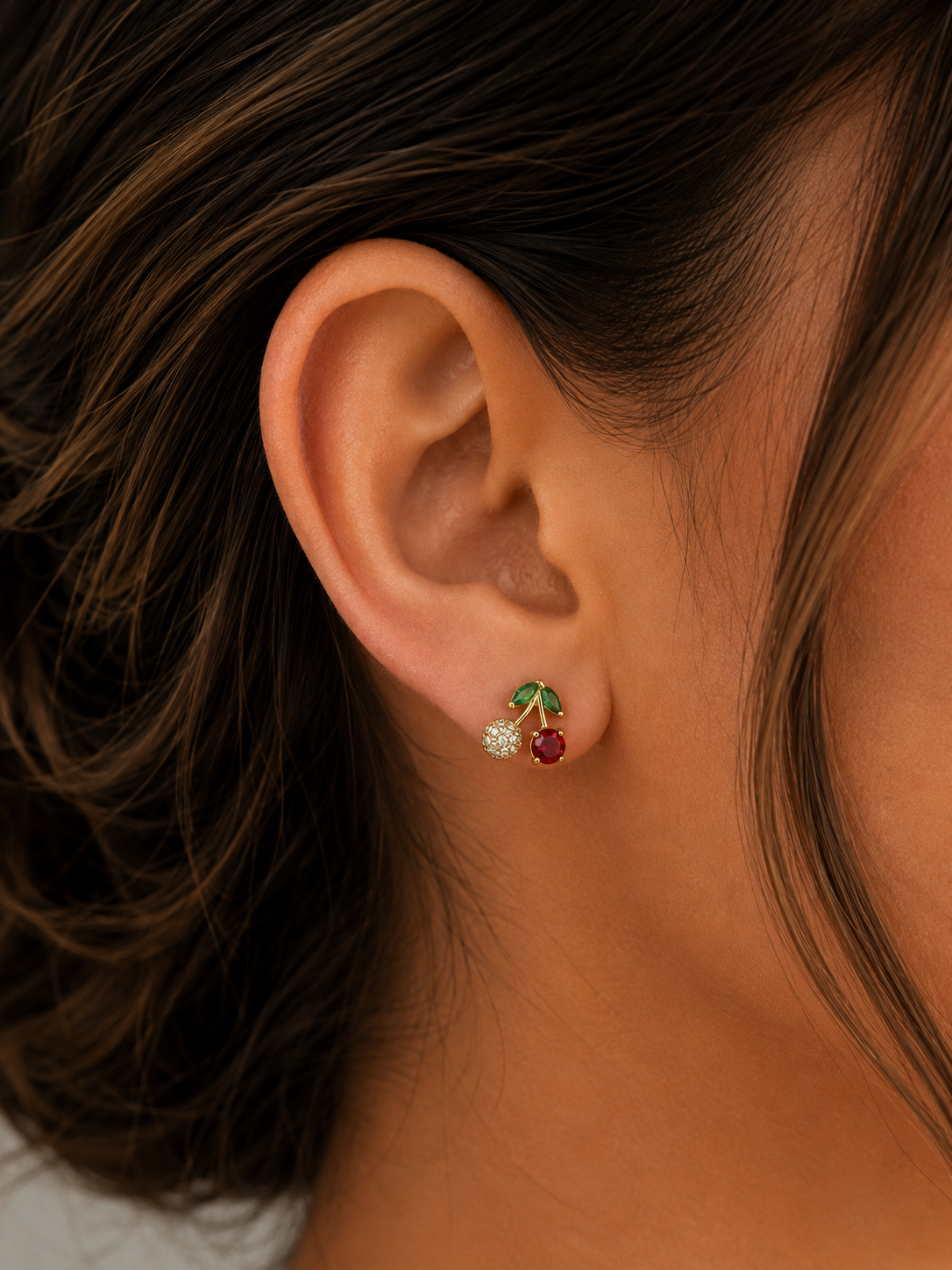 Cherry CZ Stud Earrings