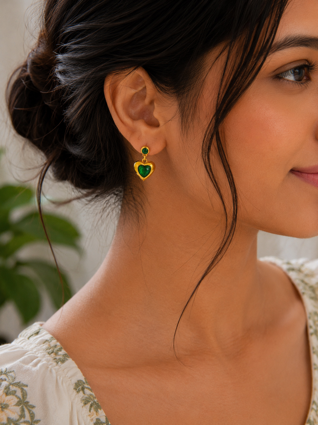 CZ Heart Drop Earrings
