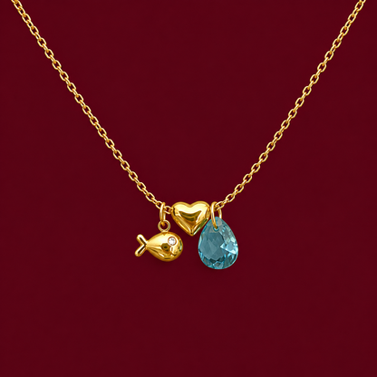 Heart Fish Charm Necklace