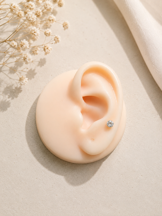 Small CZ Stone Helix Earrings