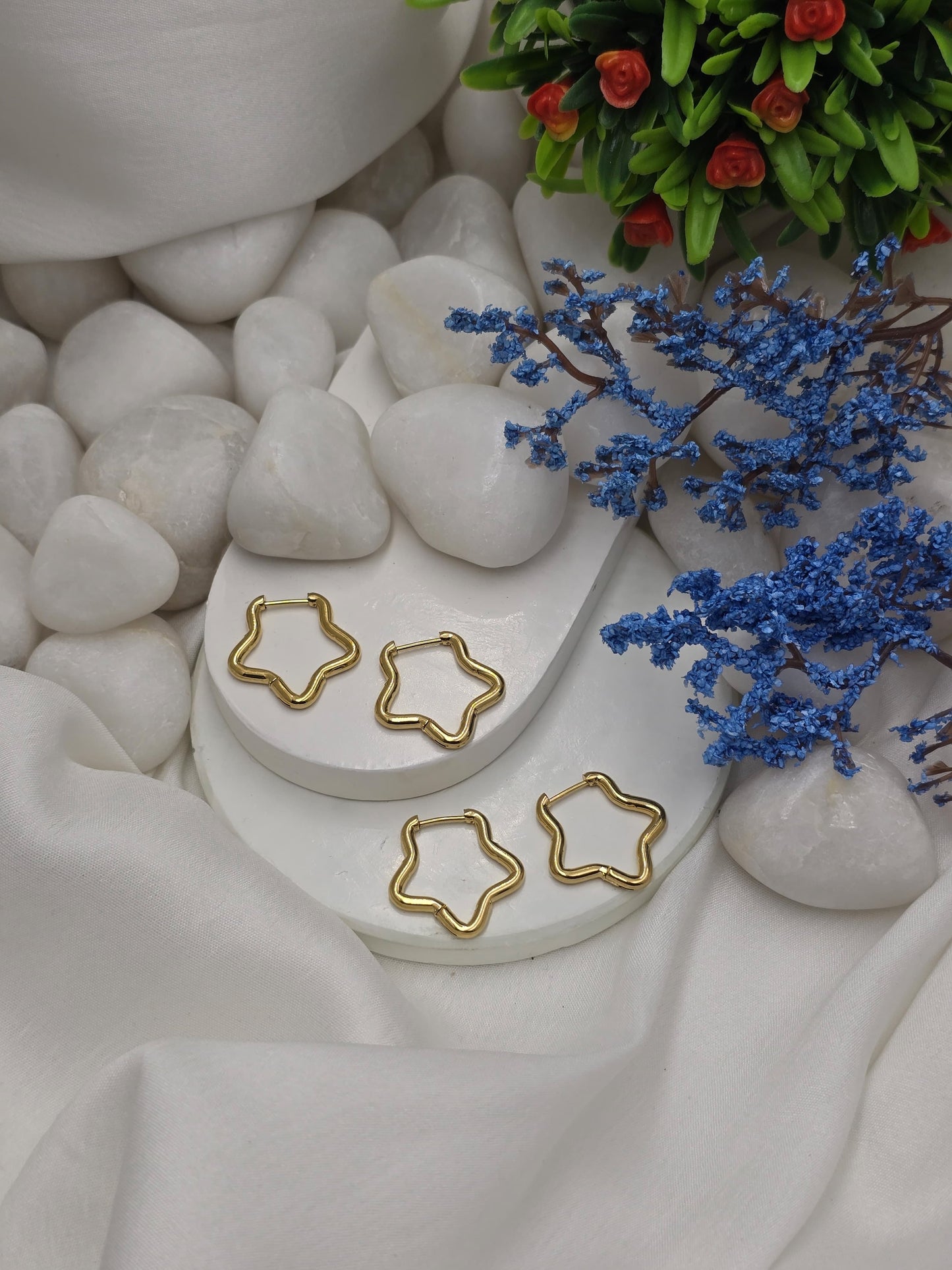 Gold Star Hoop Earrings