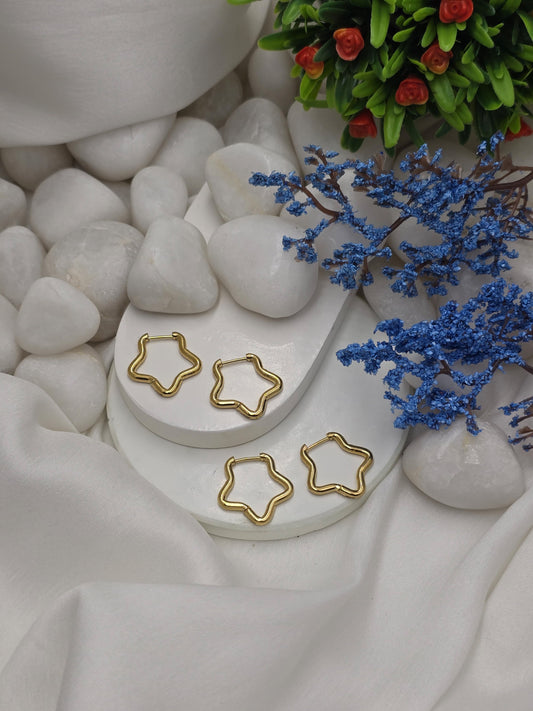 Gold Star Hoop Earrings