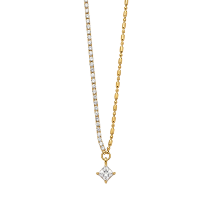Tennis Chain Square Stone Necklace