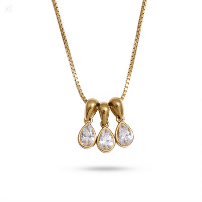 Triple Teardrop Stone Cluster Necklace