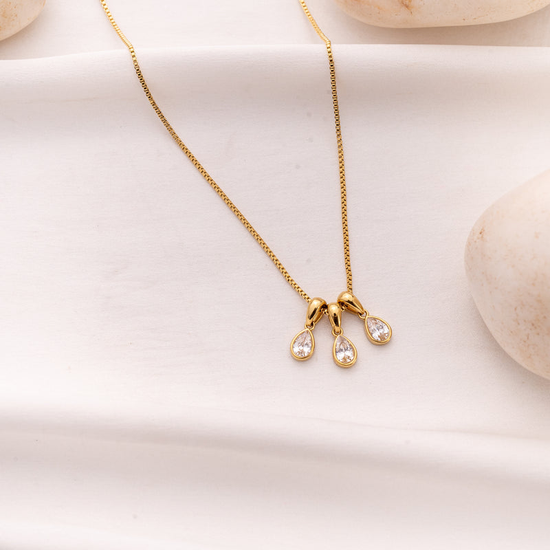 Triple Teardrop Stone Cluster Necklace