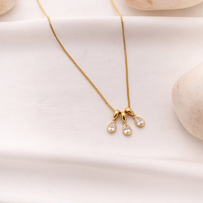 Triple Teardrop Stone Cluster Necklace