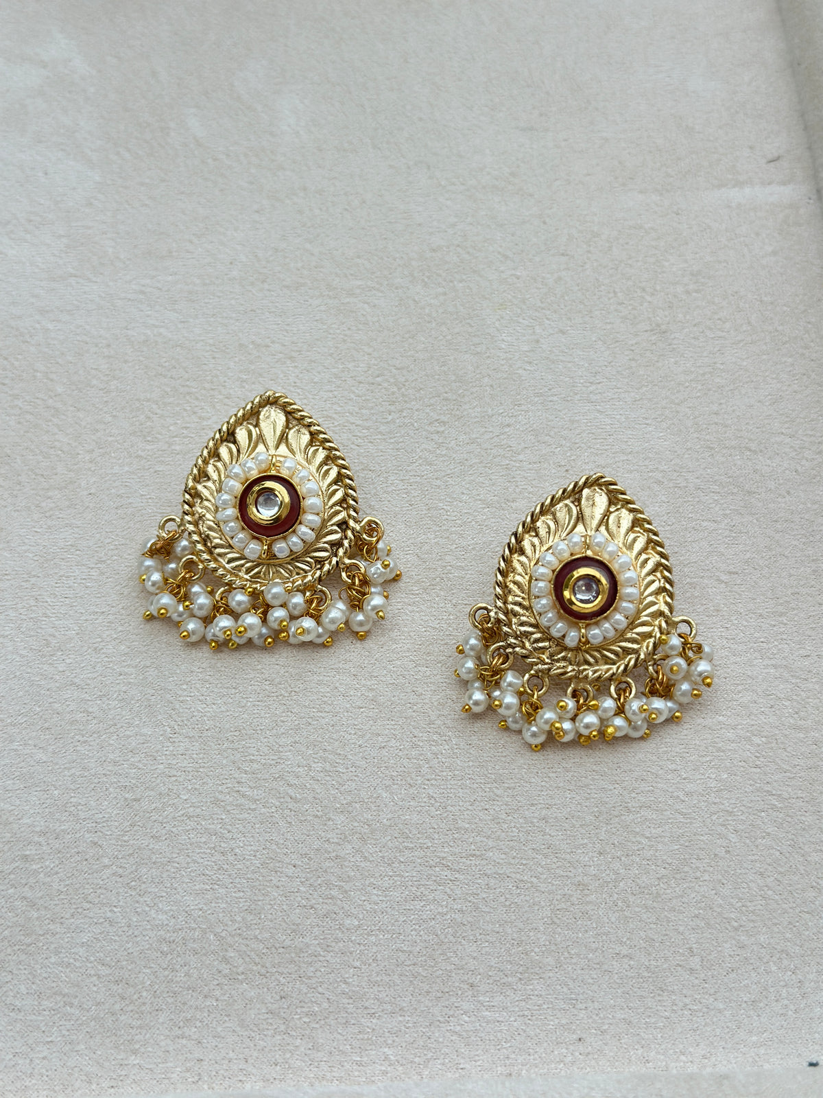 Ruby Pearl Drop Earrings