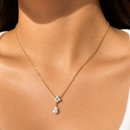 Clover Stone Drop Necklace