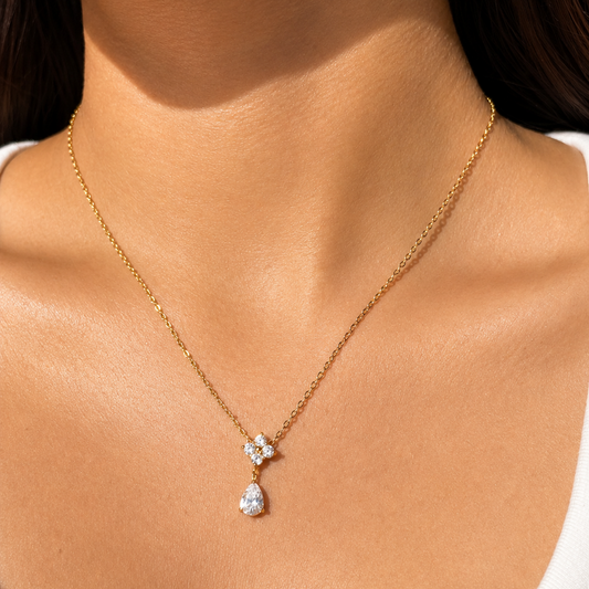 Clover Stone Drop Necklace