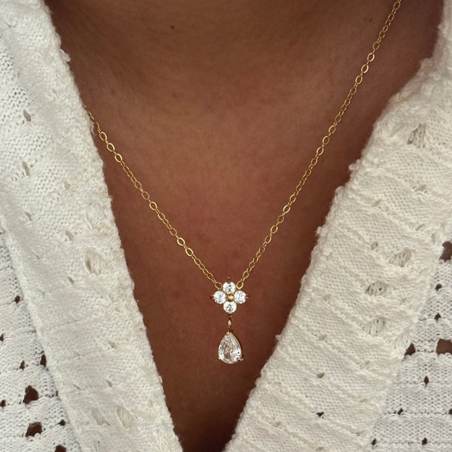 Clover Stone Drop Necklace