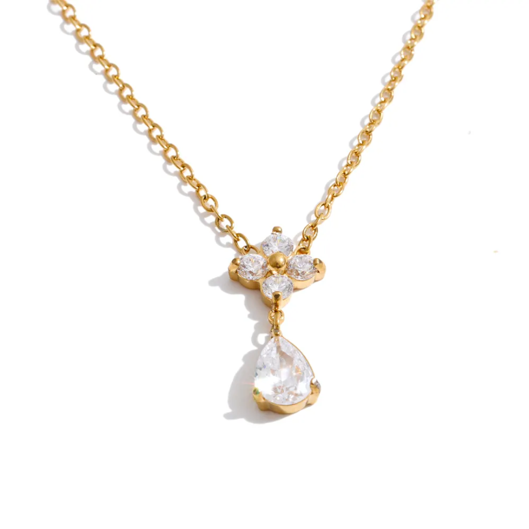 Clover Stone Drop Necklace