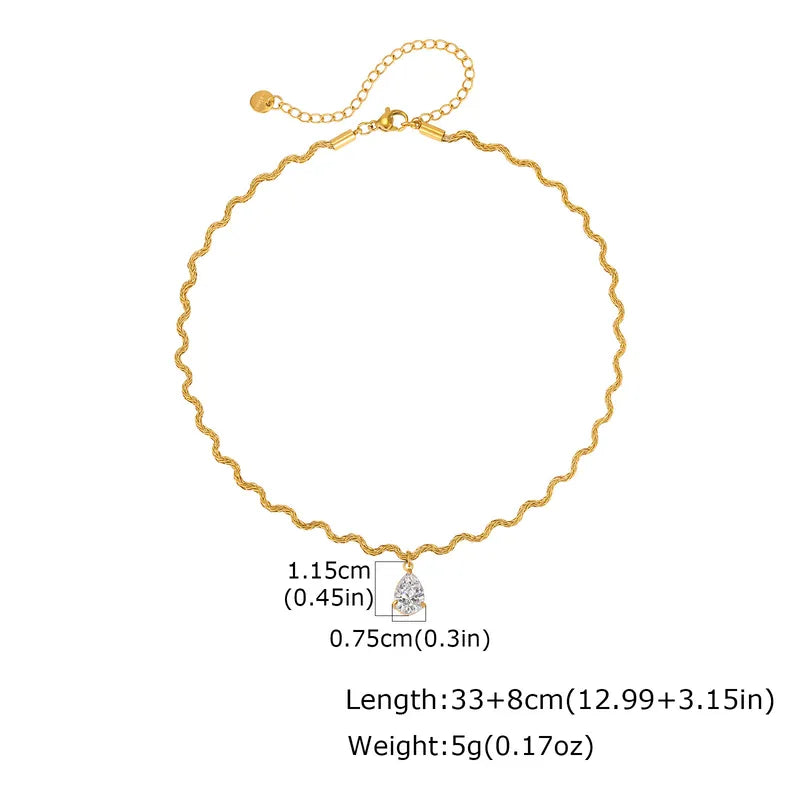 Twisted Rope CZ Pendant Necklace