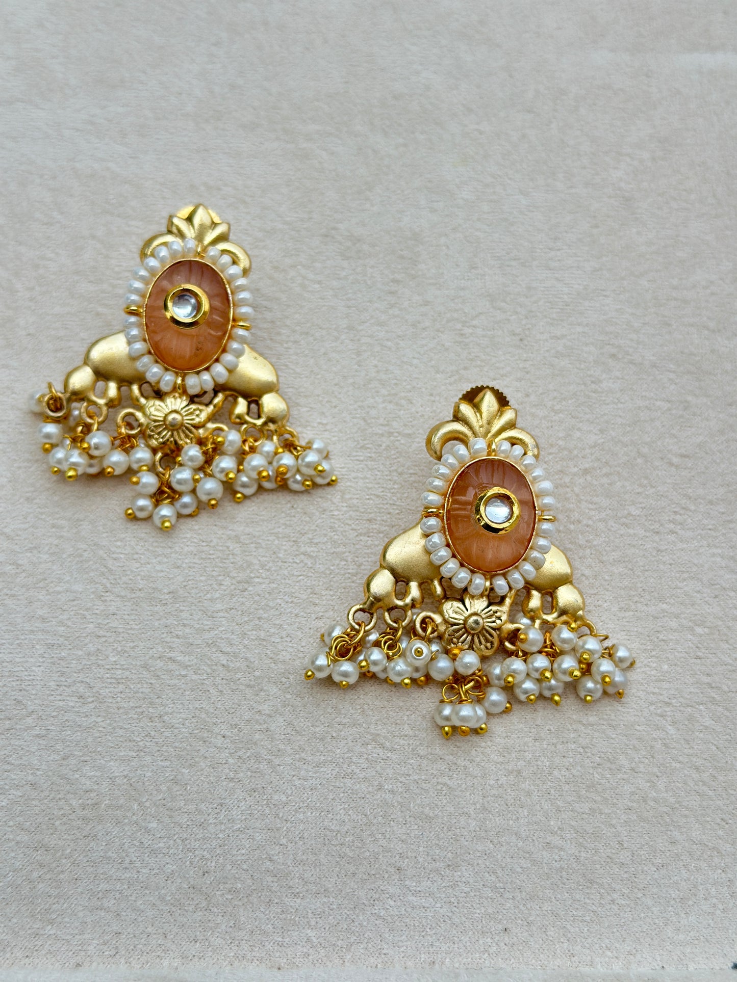 Polki Kundan Pearl Drop Earrings