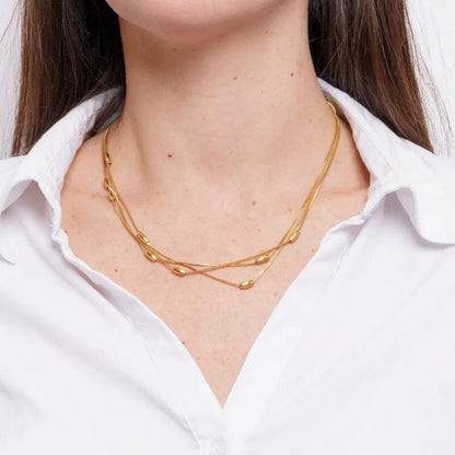 Triple Strand Bead Station Necklace