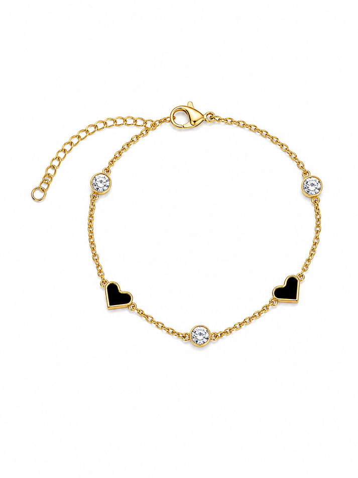 Black Heart Station Bracelet