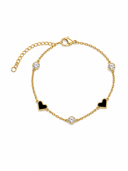 Black Heart Station Bracelet